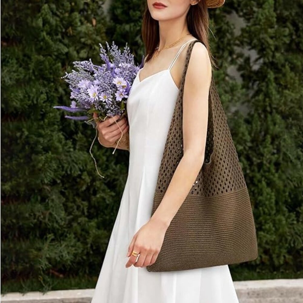 Crochet Coffee Brown Tote